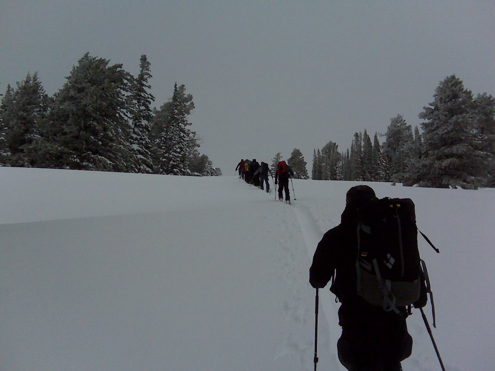 People walking in snow.
