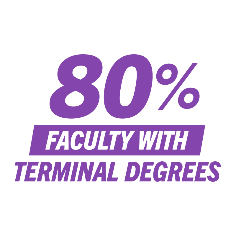 80 percent of faculty have terminal degrees.