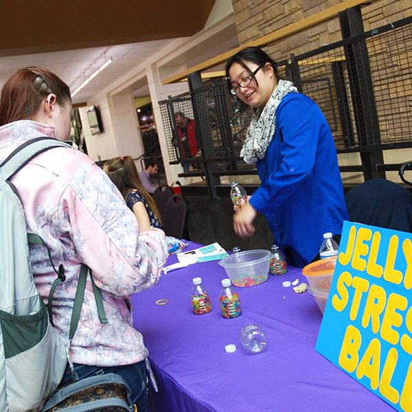 students at relax table