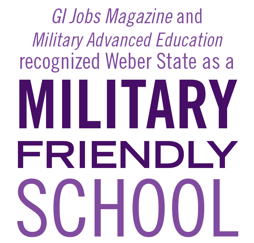 GI Jobs Magazine and Military Advanced Education recognized Weber State as a military friendly school.