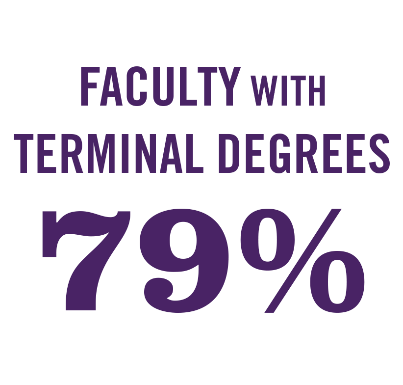 79 percent of faculty have terminal degrees.