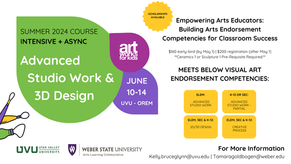 Summer 2024 Course Intensive + Async - June 10th - 14th - UVU Orem - For
                                    more information: email tamaragoldbogen@weber.edu