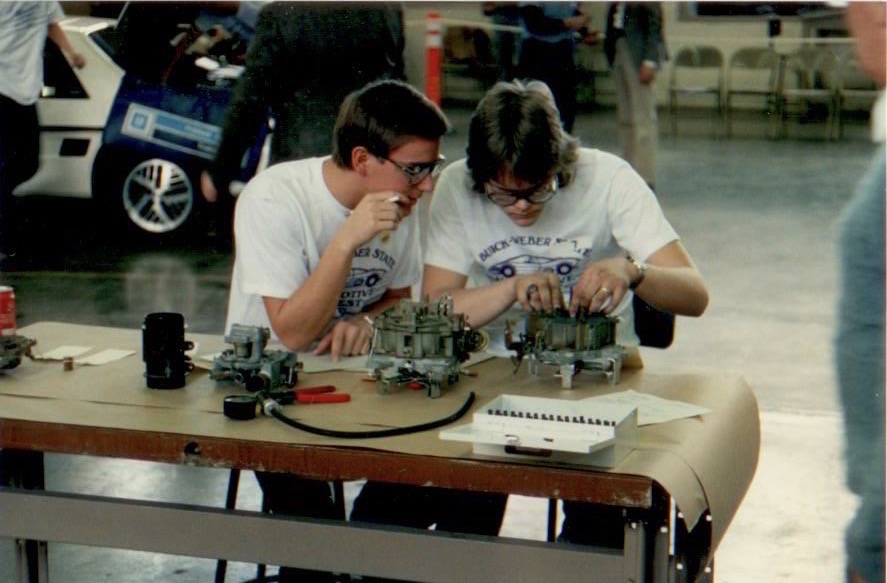 1987 photo of two students working together