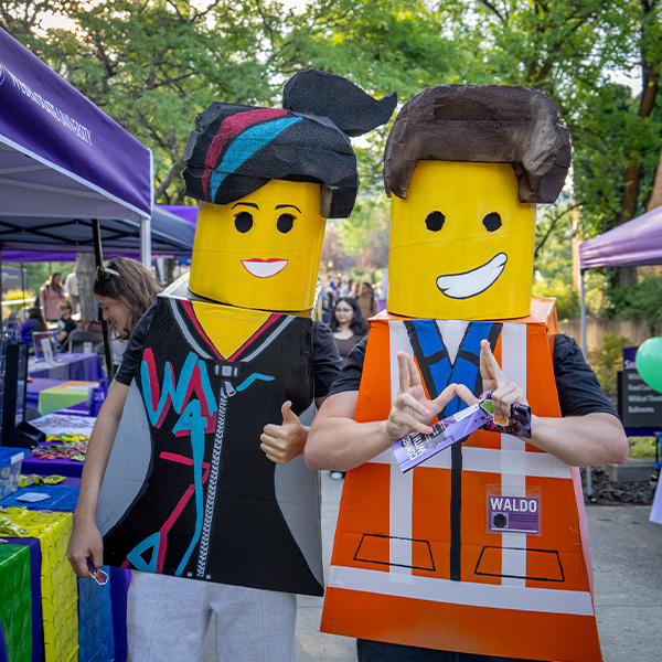 students in lego costumes
