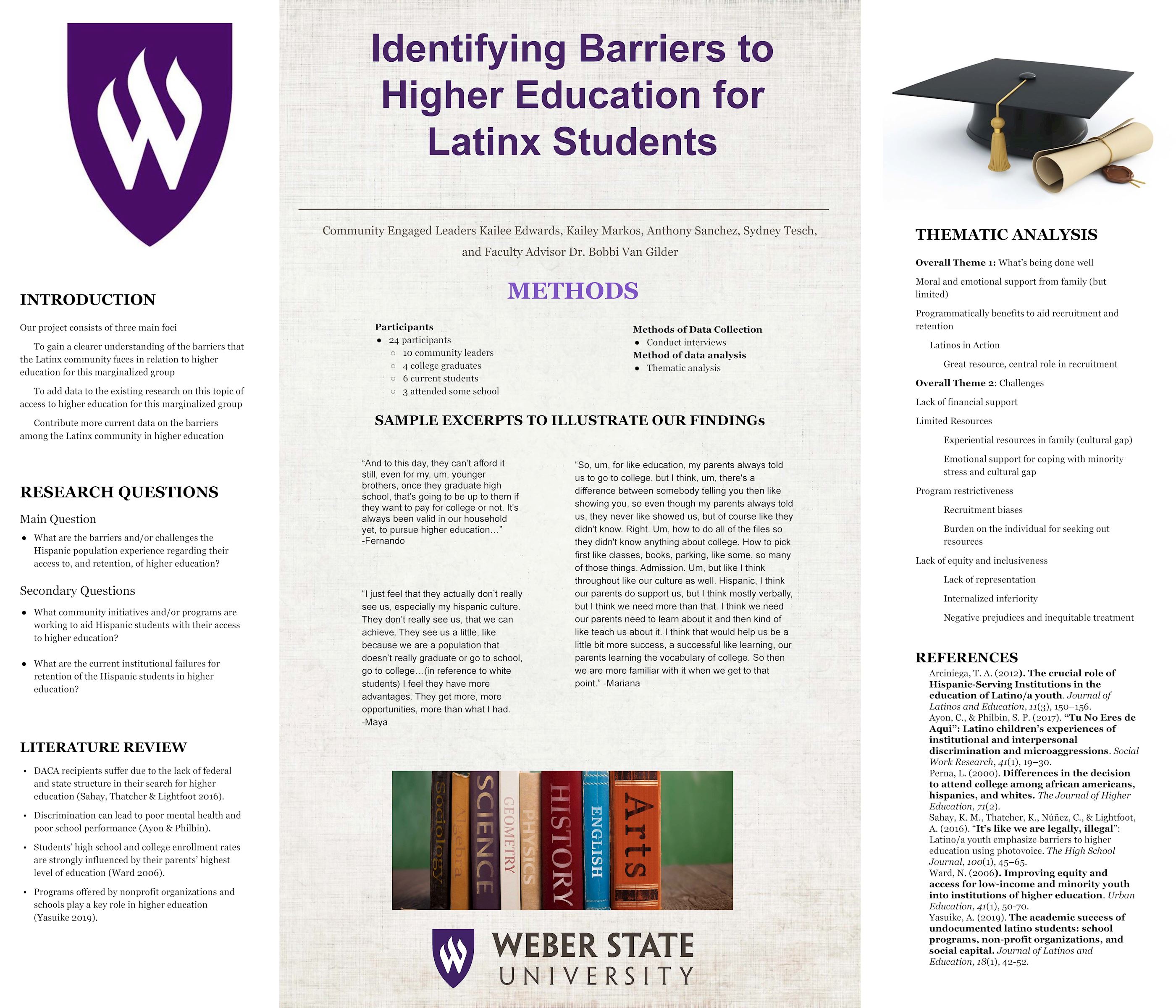 Identifying Barriers to Higher Education for Latinx Students Poster