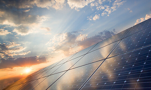 Solar power panels outside.