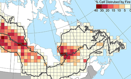 Regions of the Boreal and Taiga Shield affected by moderate or high severity fire