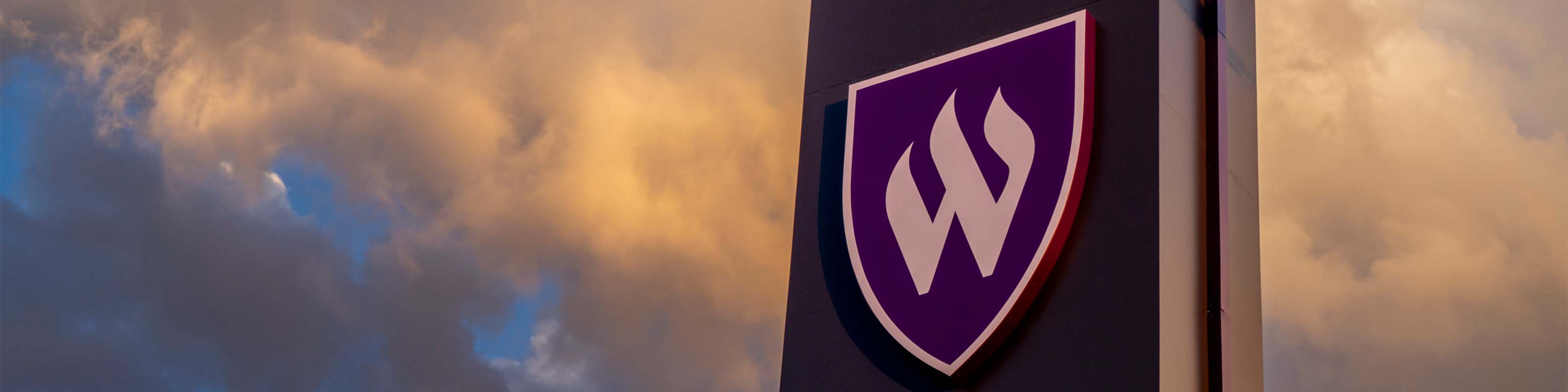 WSU Flaming W Shield on Obelisk