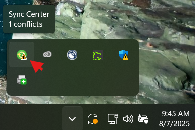 sync center error