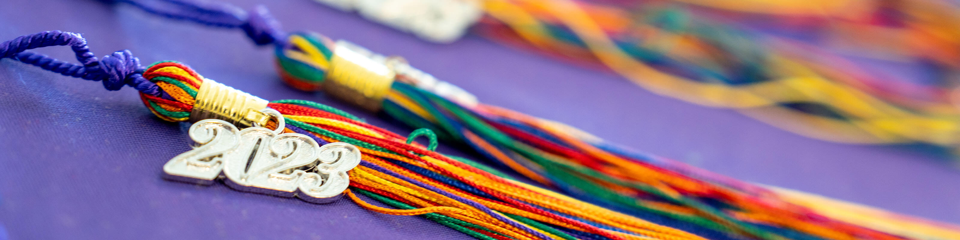 Graduation multi-colored tassels.