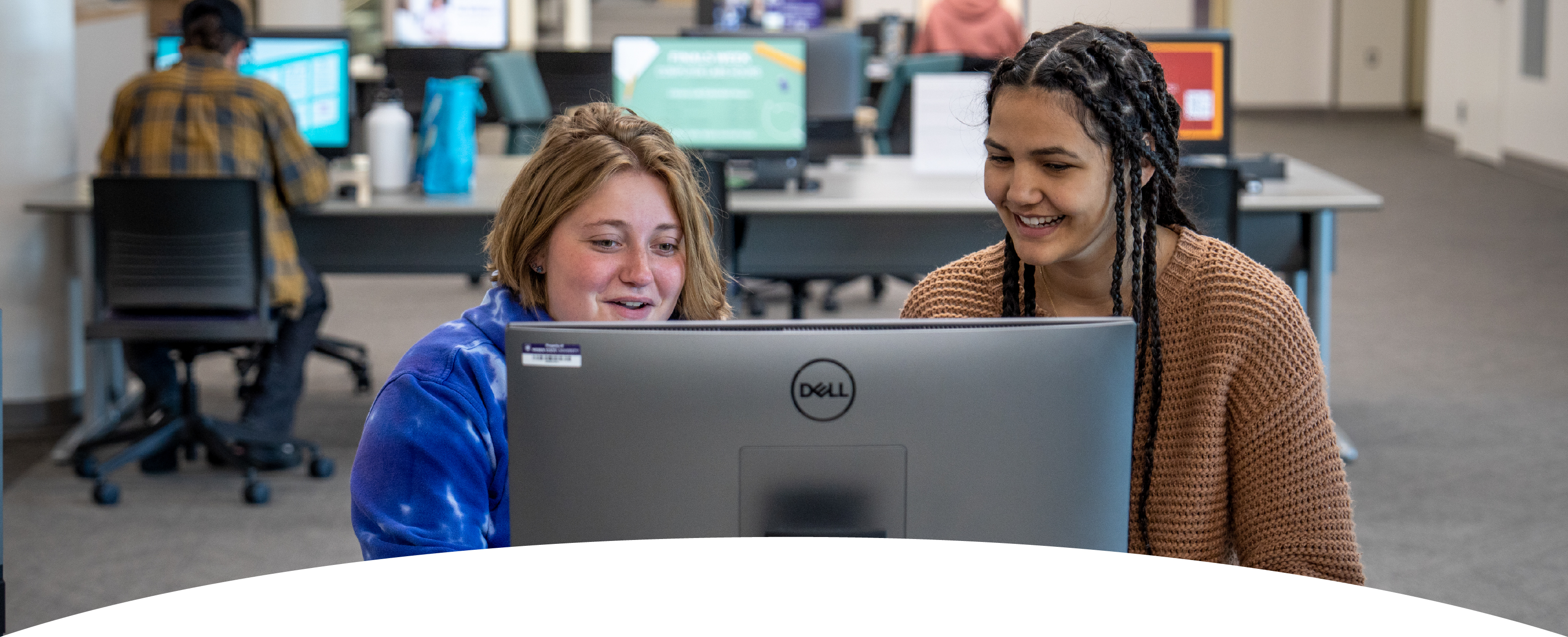 Students in the Stewart Library.
