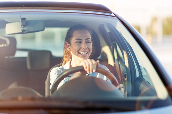 woman driving a car