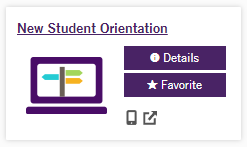 Screenshot of New Student Orientation app in eWeber Portal