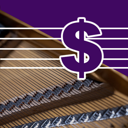 inside of a piano with dollar sign
