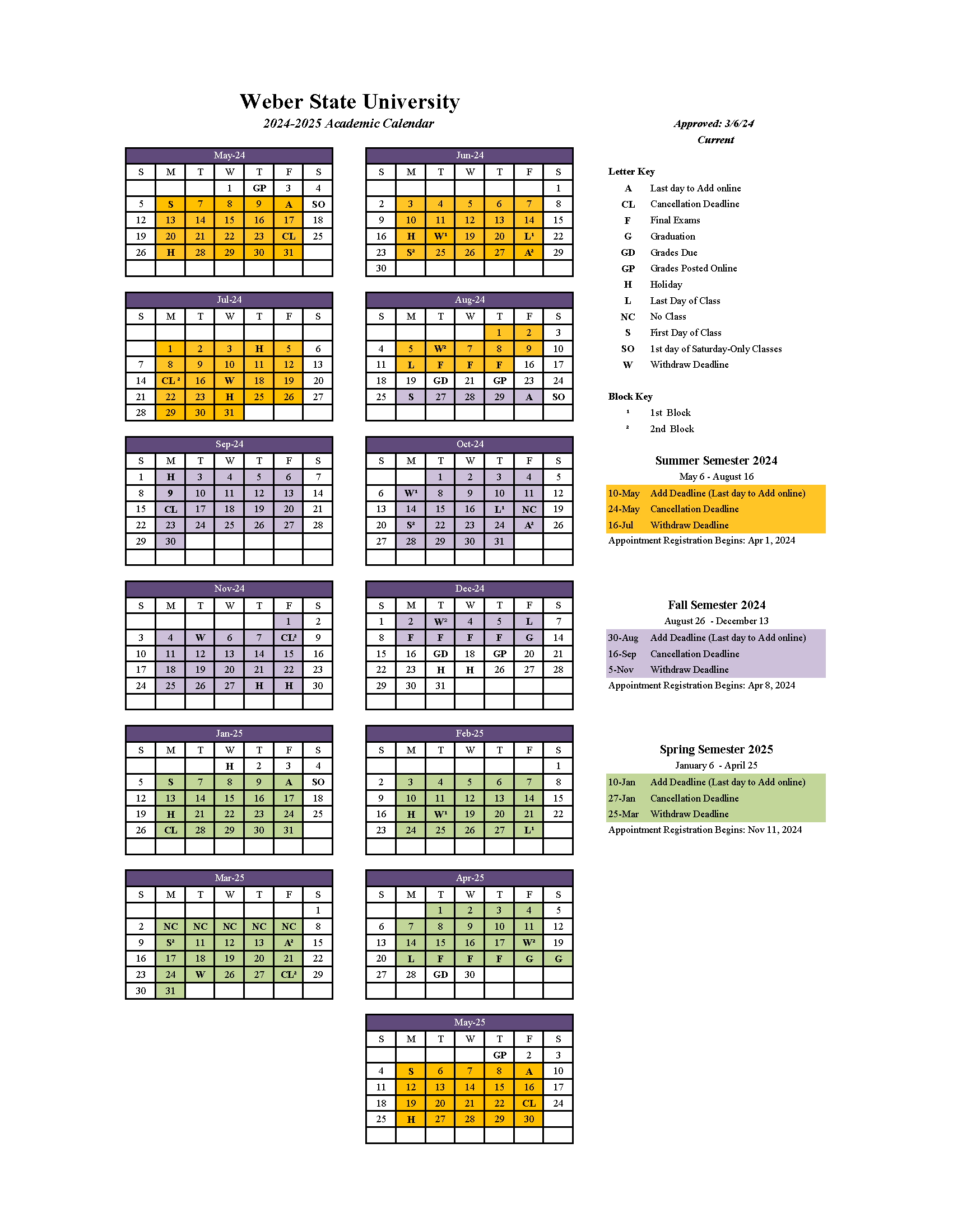 2024-25 Academic Calendar