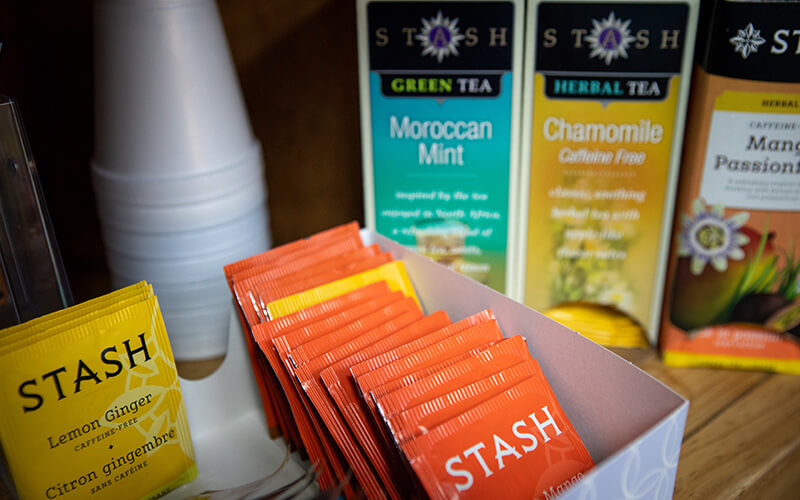 Different types of herbal tea packs