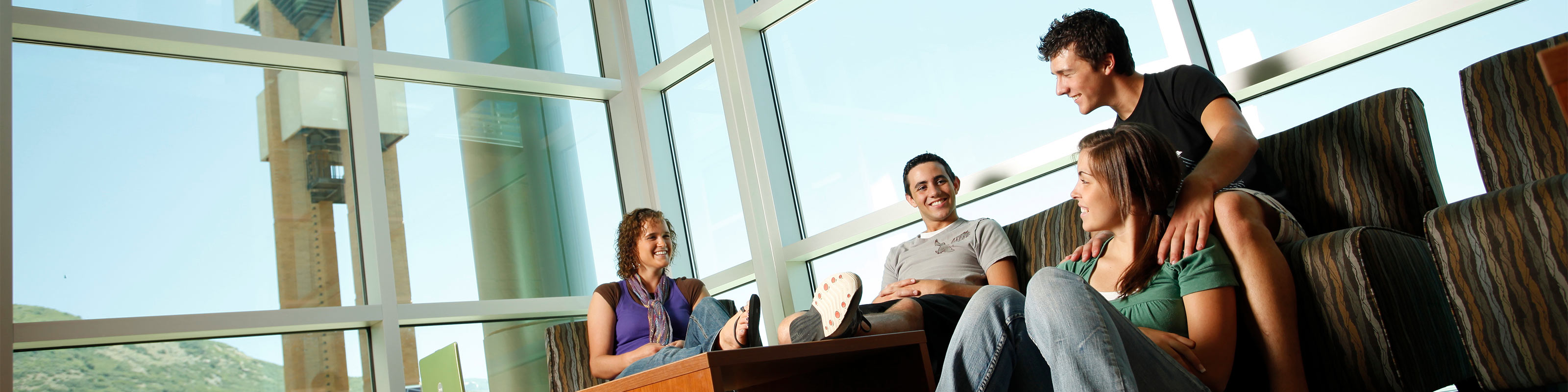 Weber State students relaxing in student lounge