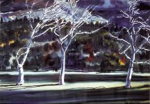 "Trees at El Monte," Watercolor, 22" x 30"