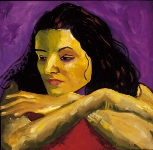 "Sandra Cisneros," Oil Painting, 20" x 20", Chicana Writer Series 