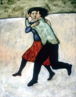 Lovers Running, 1999, oil on panel, 54" x 42" 