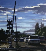 Doug Braithwaite; Railroad Crossing, Oil, 16" x 14"