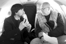 Photo of Ken Burns with Mikel Vause.