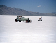 Racers at the Bonneville Salt Flats in Utah.