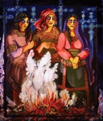 Mujeres de Luto, 2007, acrylic on canvas, 54” x 46”