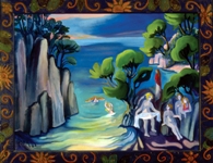 Nin Fas en la Playa, 2002, oil on canvas, 42” x 36”