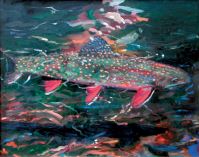 John Collins, "Trout in the River," 2003, oil, 16" x 20" 